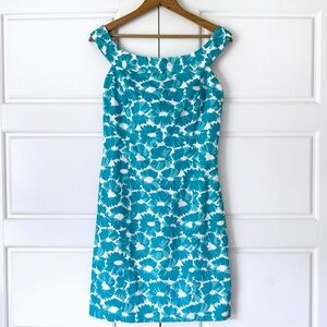 Milly NY Floral Cocktail Party Dress Women 8 Blue White Sleeveless Wedding Guest